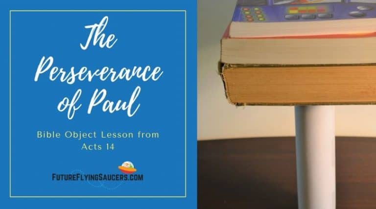 Title image The Perseverance of Paul and an image of a stack of three books on the end of a tube standing on a table.